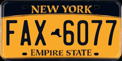 NY license plate FAX6077