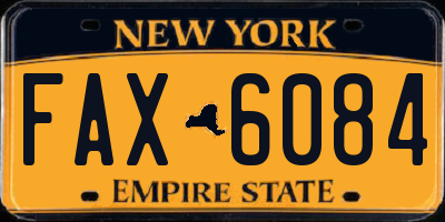 NY license plate FAX6084