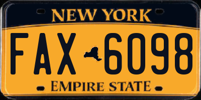 NY license plate FAX6098