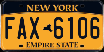 NY license plate FAX6106