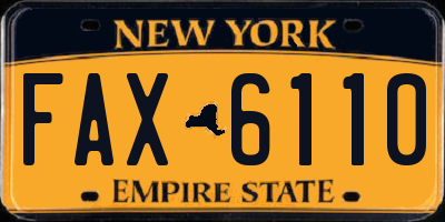 NY license plate FAX6110