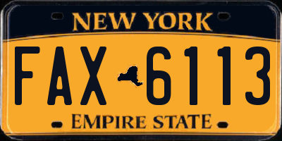NY license plate FAX6113