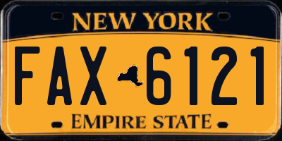 NY license plate FAX6121
