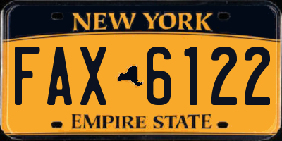 NY license plate FAX6122
