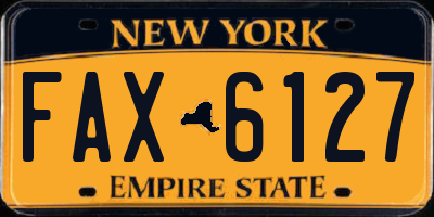 NY license plate FAX6127