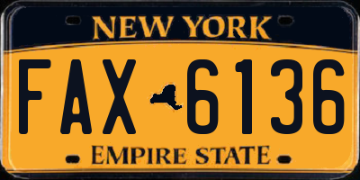 NY license plate FAX6136