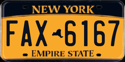 NY license plate FAX6167