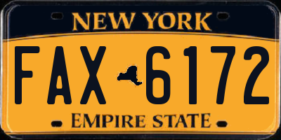 NY license plate FAX6172