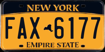 NY license plate FAX6177