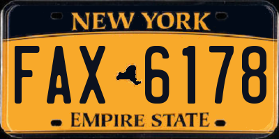 NY license plate FAX6178