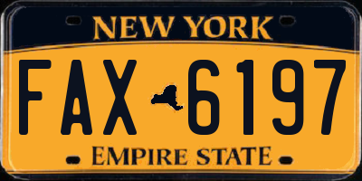 NY license plate FAX6197