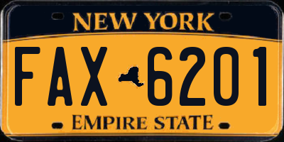 NY license plate FAX6201