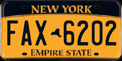 NY license plate FAX6202
