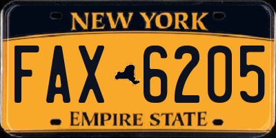 NY license plate FAX6205