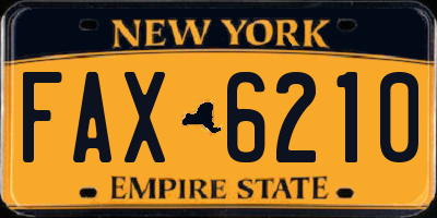 NY license plate FAX6210