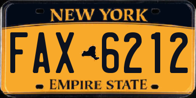 NY license plate FAX6212