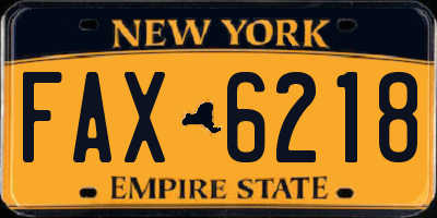 NY license plate FAX6218