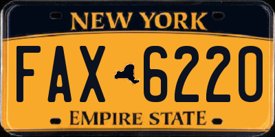 NY license plate FAX6220