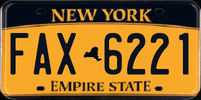 NY license plate FAX6221
