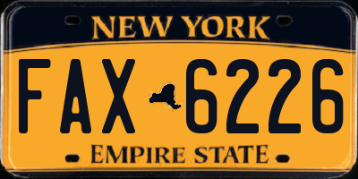 NY license plate FAX6226