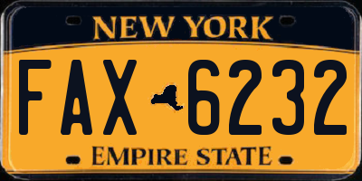 NY license plate FAX6232