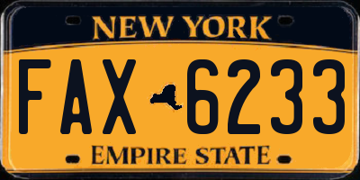 NY license plate FAX6233