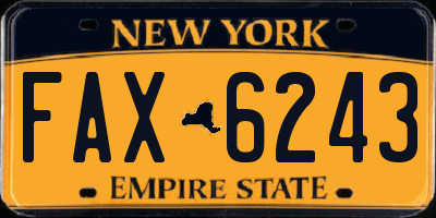 NY license plate FAX6243