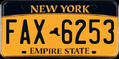 NY license plate FAX6253