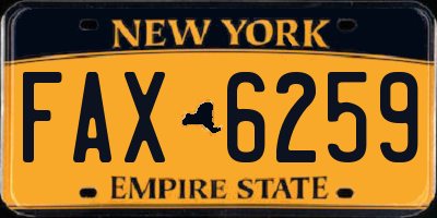 NY license plate FAX6259