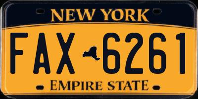 NY license plate FAX6261