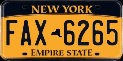 NY license plate FAX6265