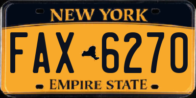 NY license plate FAX6270