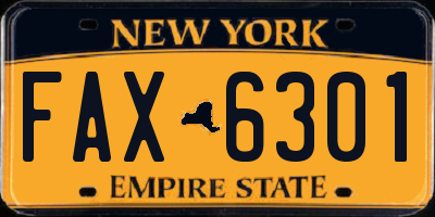 NY license plate FAX6301