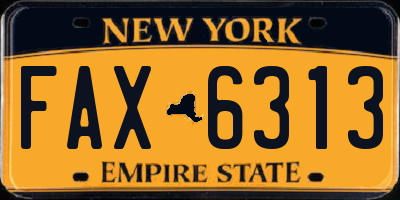 NY license plate FAX6313