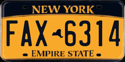 NY license plate FAX6314