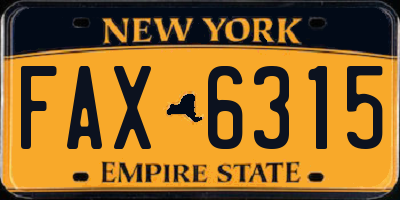 NY license plate FAX6315