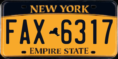 NY license plate FAX6317