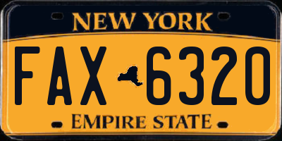 NY license plate FAX6320