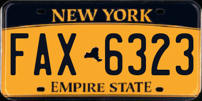 NY license plate FAX6323