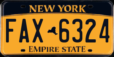 NY license plate FAX6324