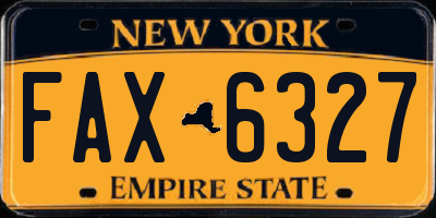 NY license plate FAX6327
