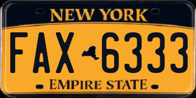 NY license plate FAX6333