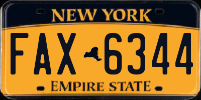 NY license plate FAX6344