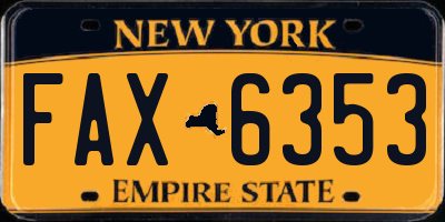 NY license plate FAX6353