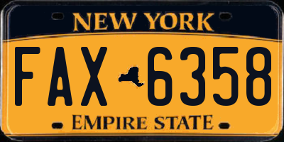 NY license plate FAX6358