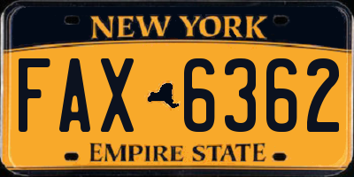 NY license plate FAX6362