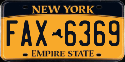 NY license plate FAX6369