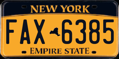NY license plate FAX6385