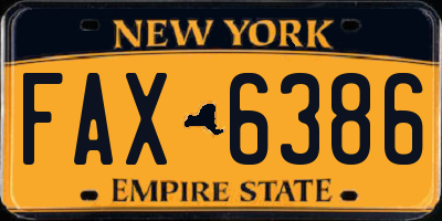 NY license plate FAX6386