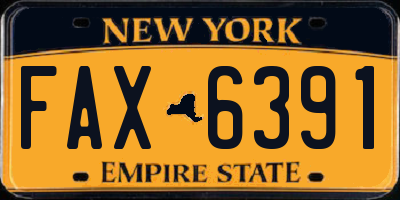 NY license plate FAX6391